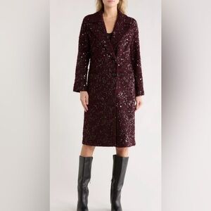 New Avec Les Filles Sequined Coat Size M